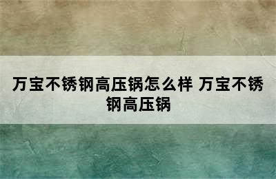 万宝不锈钢高压锅怎么样 万宝不锈钢高压锅